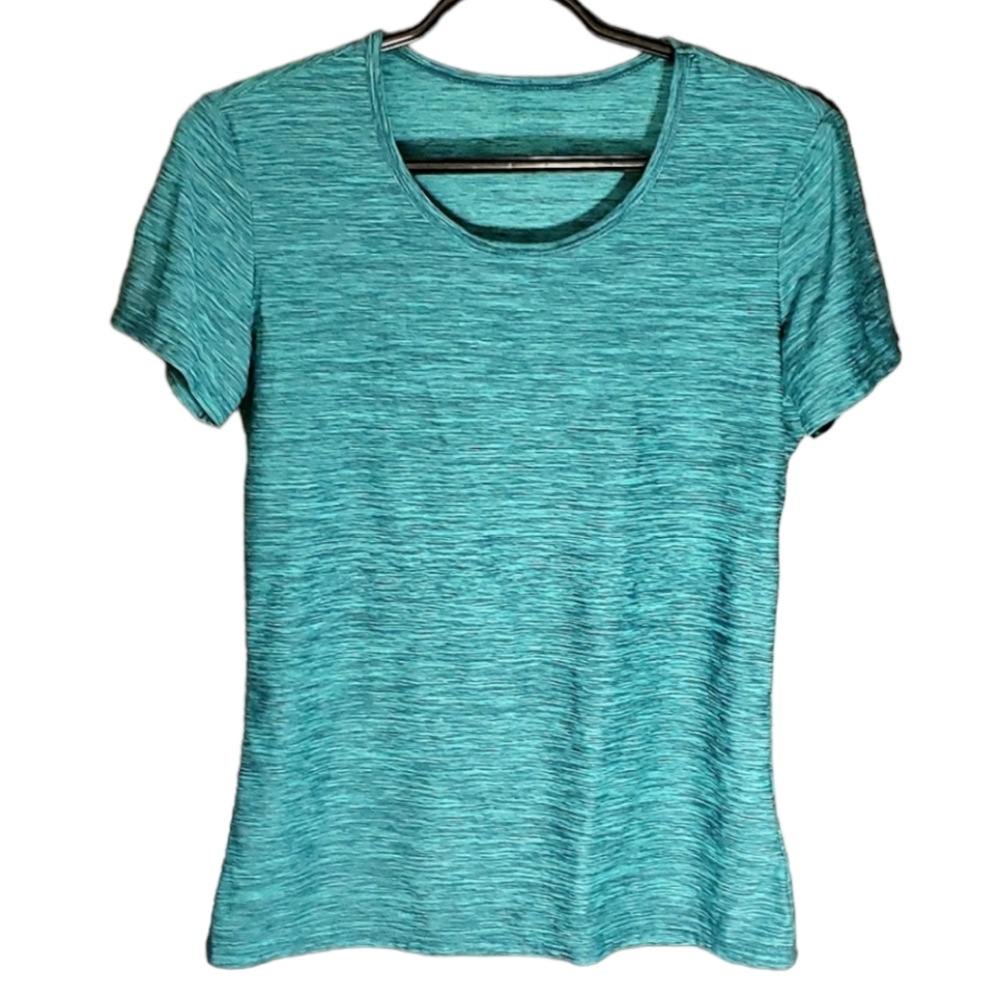 32 Degrees Aqua/Teal Heathered Athletic Scoop Neck T-Shirt - Size Small